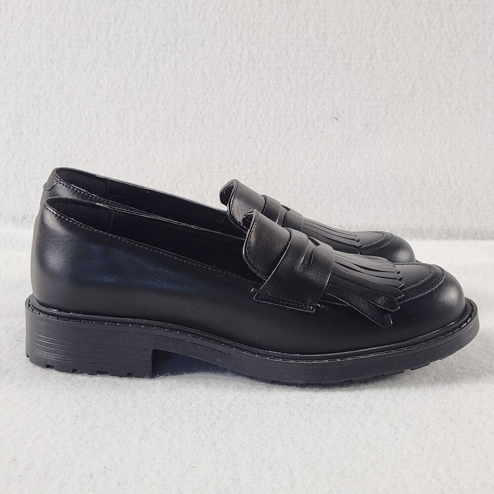 Clarks Orinoco 2 Loafer In Black Hi-shine Leather Chunky Lug Sole Womens 8M - Picture 2 of 8